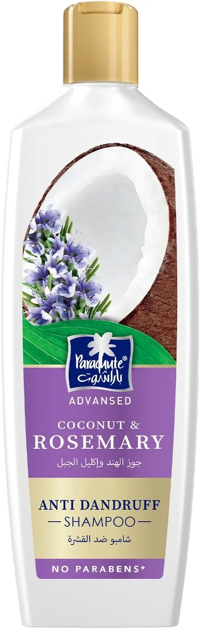 شامپو ضد شوره سر پاراشوت ادونسد با رزماری و نارگیل | تغذیه کننده مو و سم زدایی پوست سر | مبارزه با شوره سر مقاوم | 0% مواد شیمیایی مضر | 340 میلی لیتر