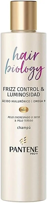 شامپو کنترل وز و درخشش مو پنتن Pro-V Hair Biology حجم 250 میلی لیتر، برای موهای وز یا خشک و موهای رنگ شده