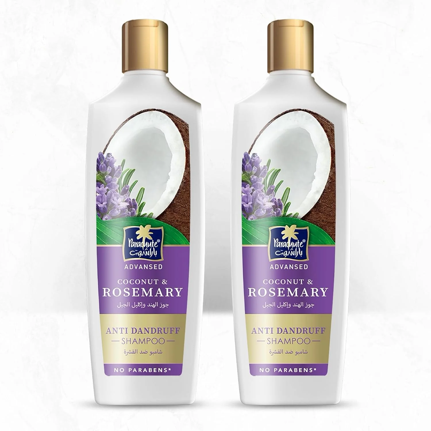 شامپو ضد شوره سر نارگیل و رزماری پاراشوت ادونسد، تغذیه کننده مو و سم زدایی پوست سر، مبارزه با شوره سر مقاوم، 0% مواد شیمیایی مضر، 340 میلی لیتر (بسته 2 عددی)