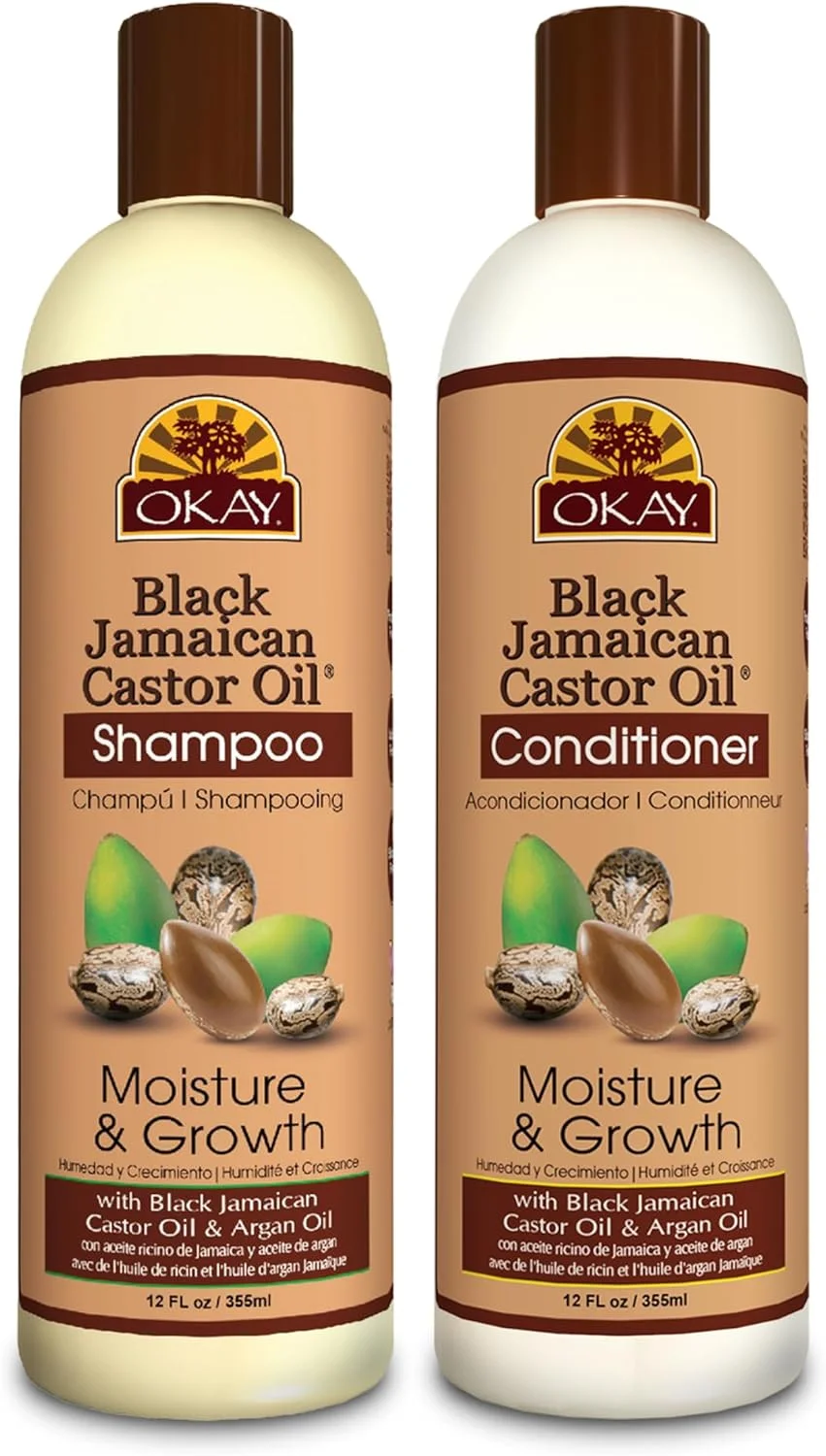 شامپو و نرم کننده روغن کرچک جامائیکایی سیاه اوکی - مجموعه مراقبت از مو، مرطوب کننده و رشد - مجموعه 2 عددی