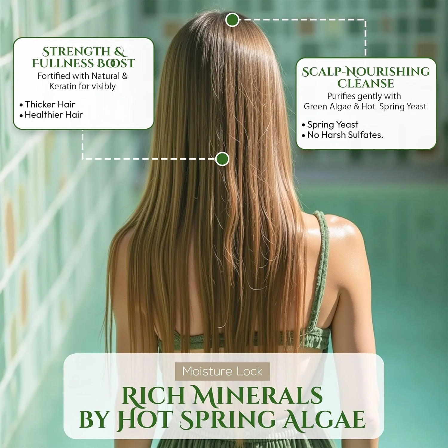 شامپو بدون سولفات ارگانیک Onsensou با عصاره مخمر چشمه آب گرم و جلبک سبز، مغذی برای سلامت پوست سر، شامپو طبیعی برای آقایان و بانوان، 300 میلی لیتر