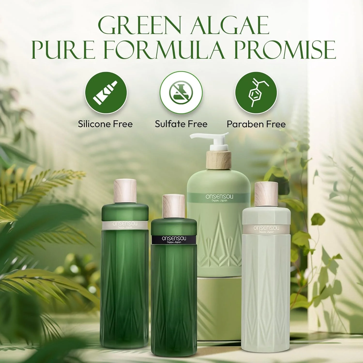 شامپو بدون سولفات ارگانیک Onsensou با عصاره مخمر چشمه آب گرم و جلبک سبز، مغذی برای سلامت پوست سر، شامپو طبیعی برای آقایان و بانوان، 300 میلی لیتر