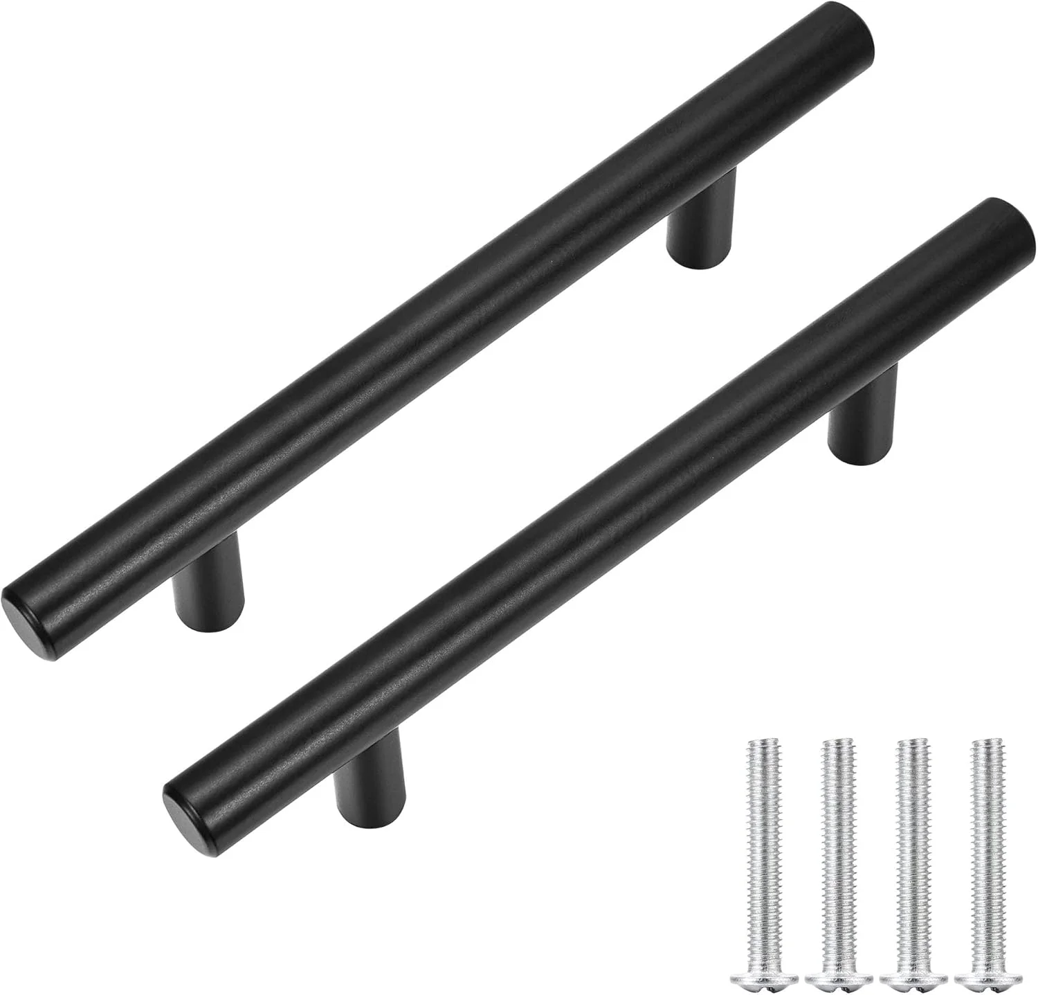 کیتموس، بسته 15 عددی دستگیره کابینت مشکی مات، دستگیره های T شکل استیل ضد زنگ برای کابینت آشپزخانه، کمد، کشو، دستگیره درب (طول کلی 15 سانتی متر، فاصله مرکز سوراخ 9.5 سانتی متر)