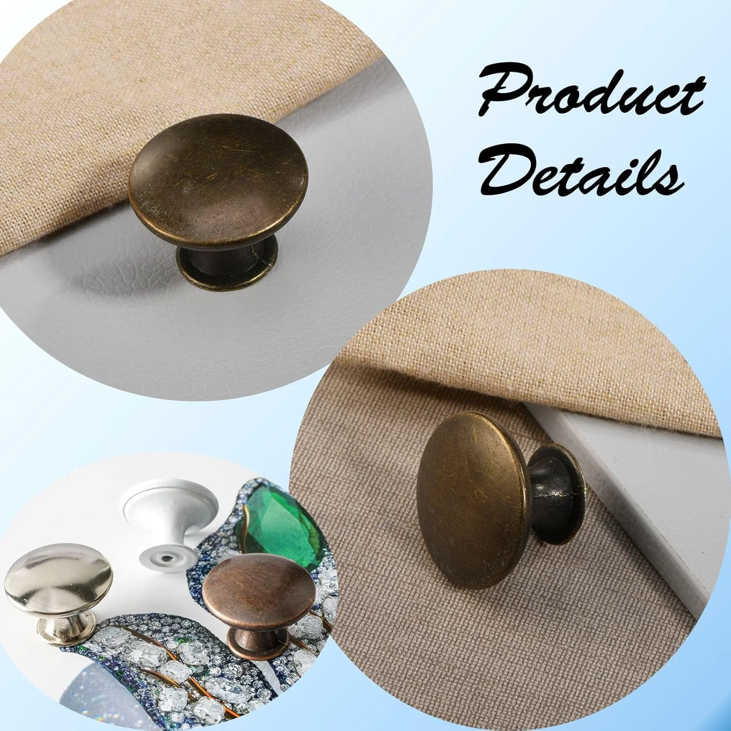 دستگیره های کمد و کابینت عتیقه موکیف برنزی، بسته 12 عددی دستگیره های فلزی گرد برای کمد لباس، کشوهای آشپزخانه، همراه با پیچ برای دراور، مبلمان، درب کمد، 30x21 میلی متر