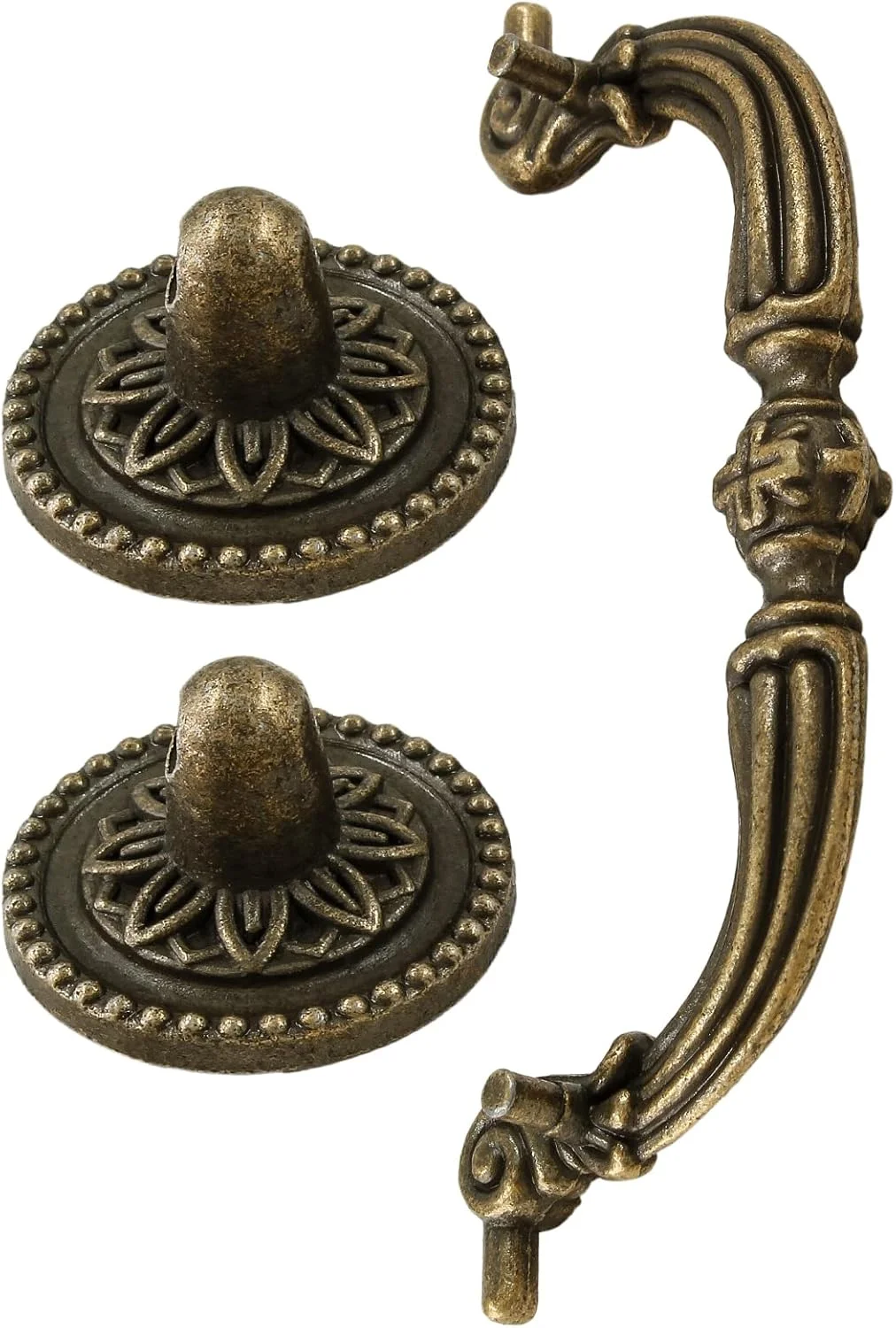 دستگیره های آویز کابینت Kyuionty، بسته 4 عددی، مرکز سوراخ 3.5 اینچی، دستگیره کشویی عتیقه، دستگیره کمد لباس، برنز عتیقه (طول کل: 4.72 اینچ)