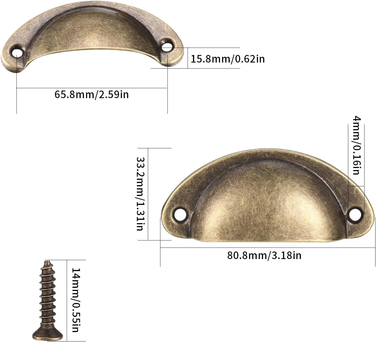 LJHOME 24 عدد دستگیره فنجانی صدفی، دستگیره کشو نیم دایره، دستگیره فلزی درب کابینت آشپزخانه، دستگیره و دکمه های مبلمان قدیمی