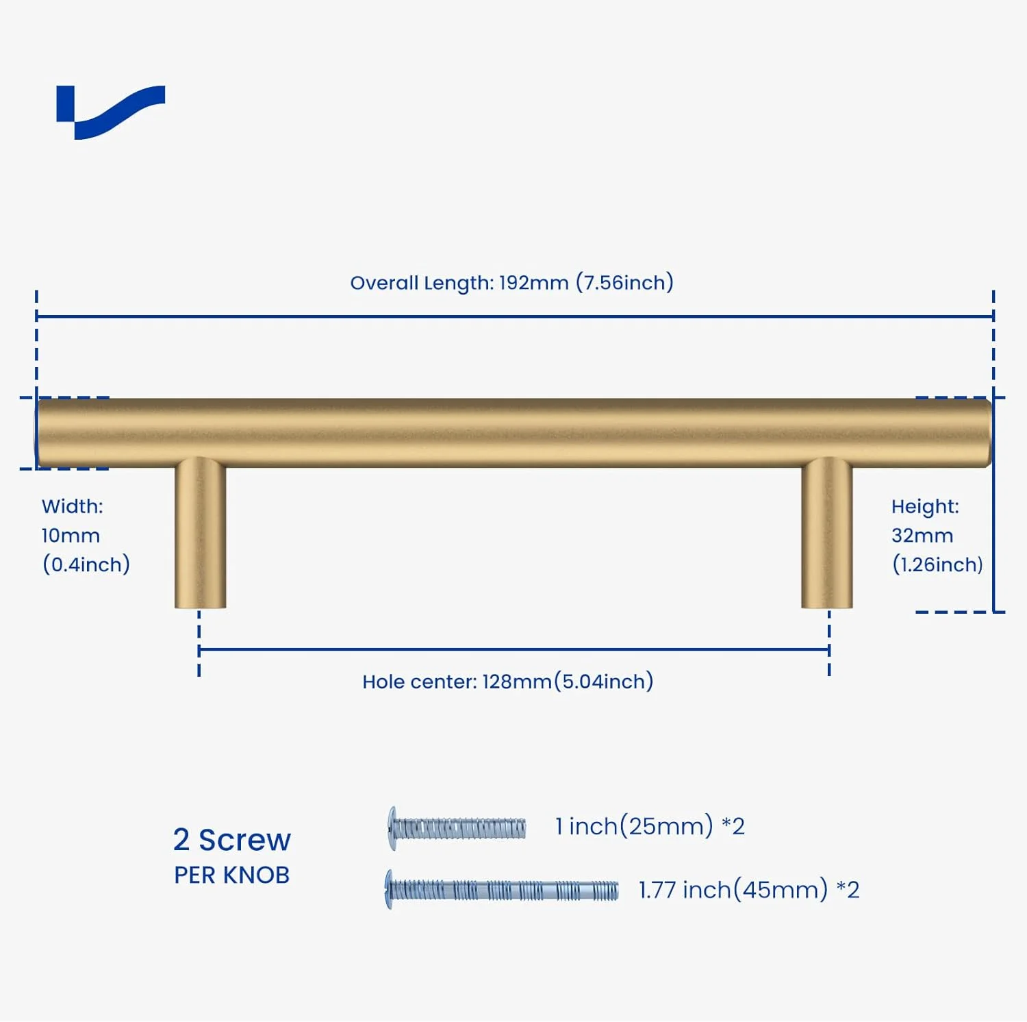 دستگیره کابینت آشپزخانه LONTAN بسته 10 عددی، دستگیره کشو 128 میلی‌متری، دستگیره درب آشپزخانه برنزی شامپاین، دستگیره کابینت استیل، دستگیره درب کمد لباس، دستگیره حمام، دستگیره درب کابینت