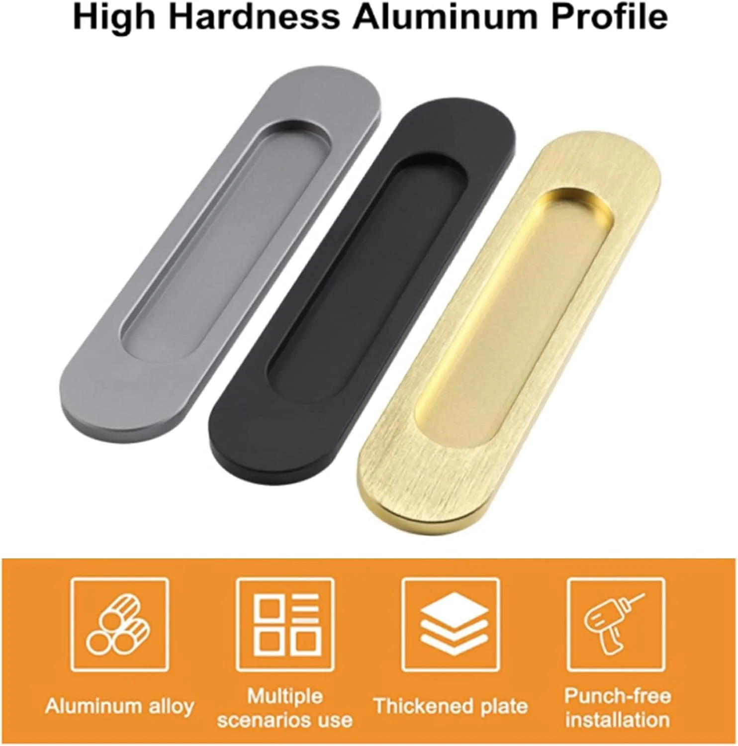 دستگیره کشویی بیضی شکل خود چسب MAKINGTEC، 2 عدد، آلومینیوم آلیاژی مشکی مات، دستگیره توکار بدون نیاز به سوراخکاری برای درب های کشویی انبار، پنجره ها، کابینت ها / 18 سانتی متر