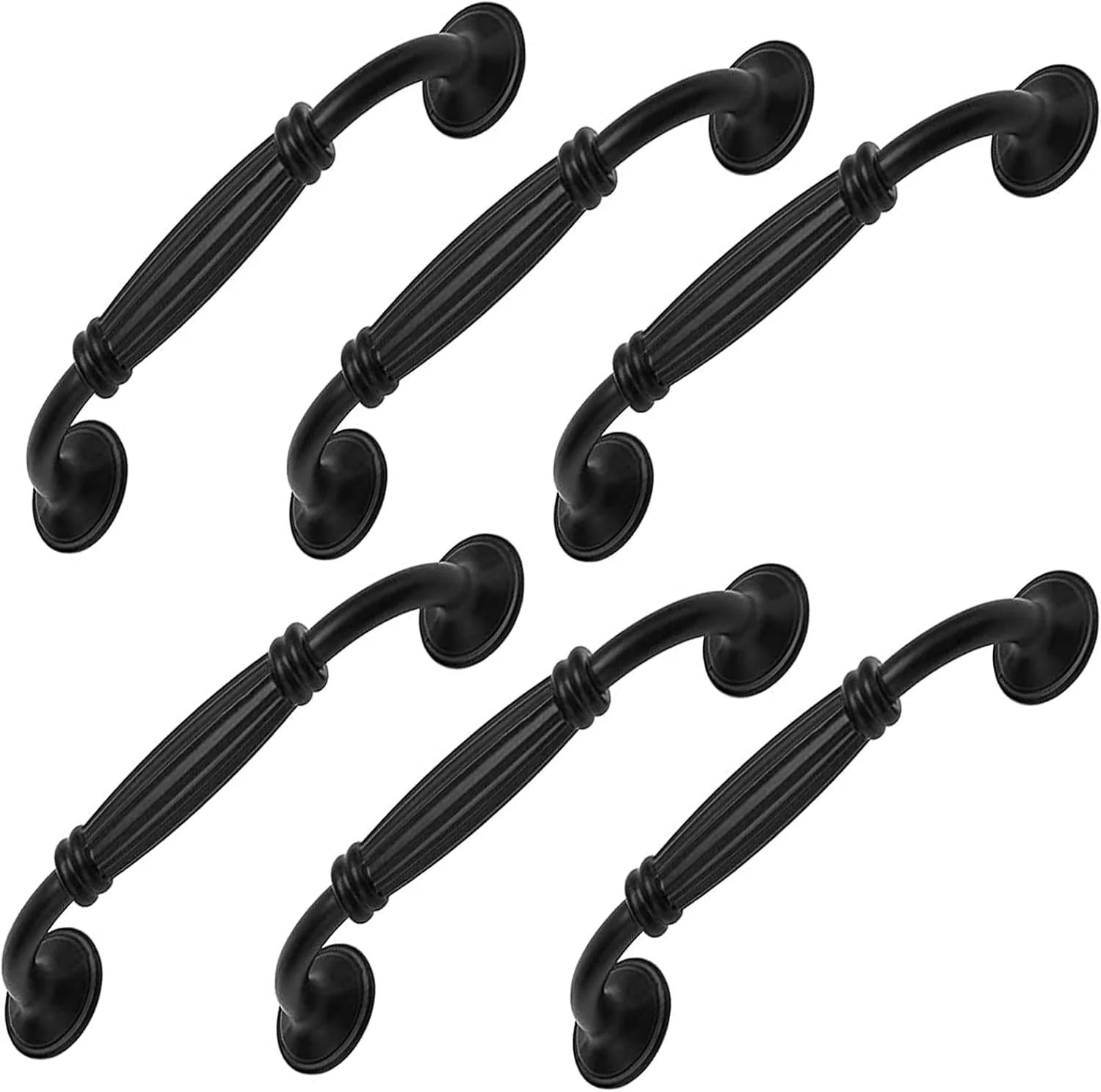 دستگیره کابینت 6 عددی KanDery، دستگیره های شیک کشو، دستگیره درب مبلمان، دستگیره های عتیقه کمد آشپزخانه، مرکز سوراخ 128 میلی متر، مشکی