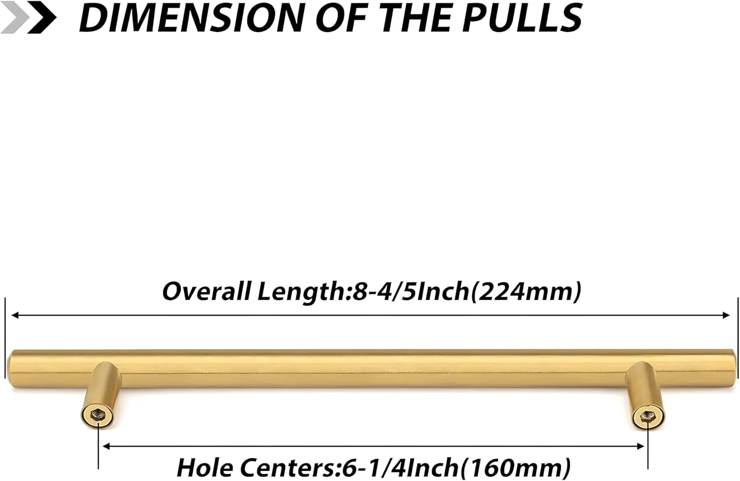 دستگیره کابینت آشپزخانه فرست پرو، بسته 10 عددی، دستگیره های درب آشپزخانه برنجی طلایی برس خورده 250 میلی متر، دستگیره های کمد کشو T میله ای با مرکز سوراخ 160 میلی متر به همراه پیچ، دستگیره های کشو آشپزخانه - کمد اتاق خواب حمام