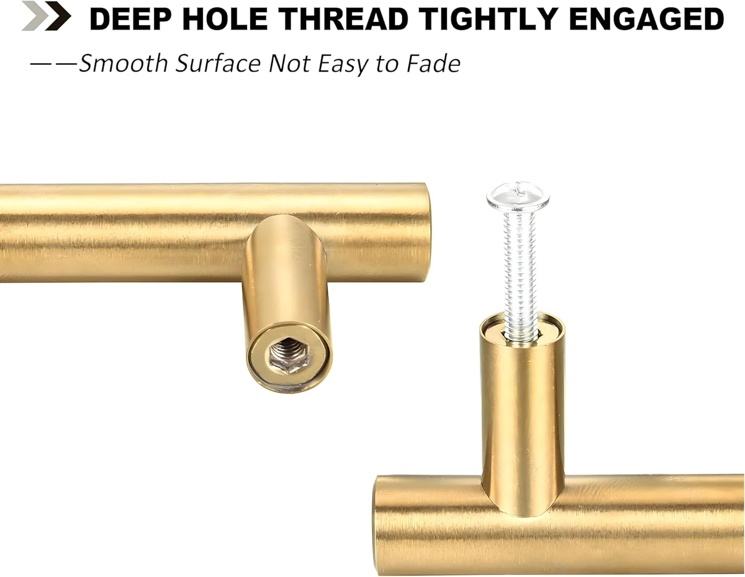 دستگیره کابینت آشپزخانه فرست پرو، بسته 10 عددی، دستگیره های درب آشپزخانه برنجی طلایی برس خورده 250 میلی متر، دستگیره های کمد کشو T میله ای با مرکز سوراخ 160 میلی متر به همراه پیچ، دستگیره های کشو آشپزخانه - کمد اتاق خواب حمام