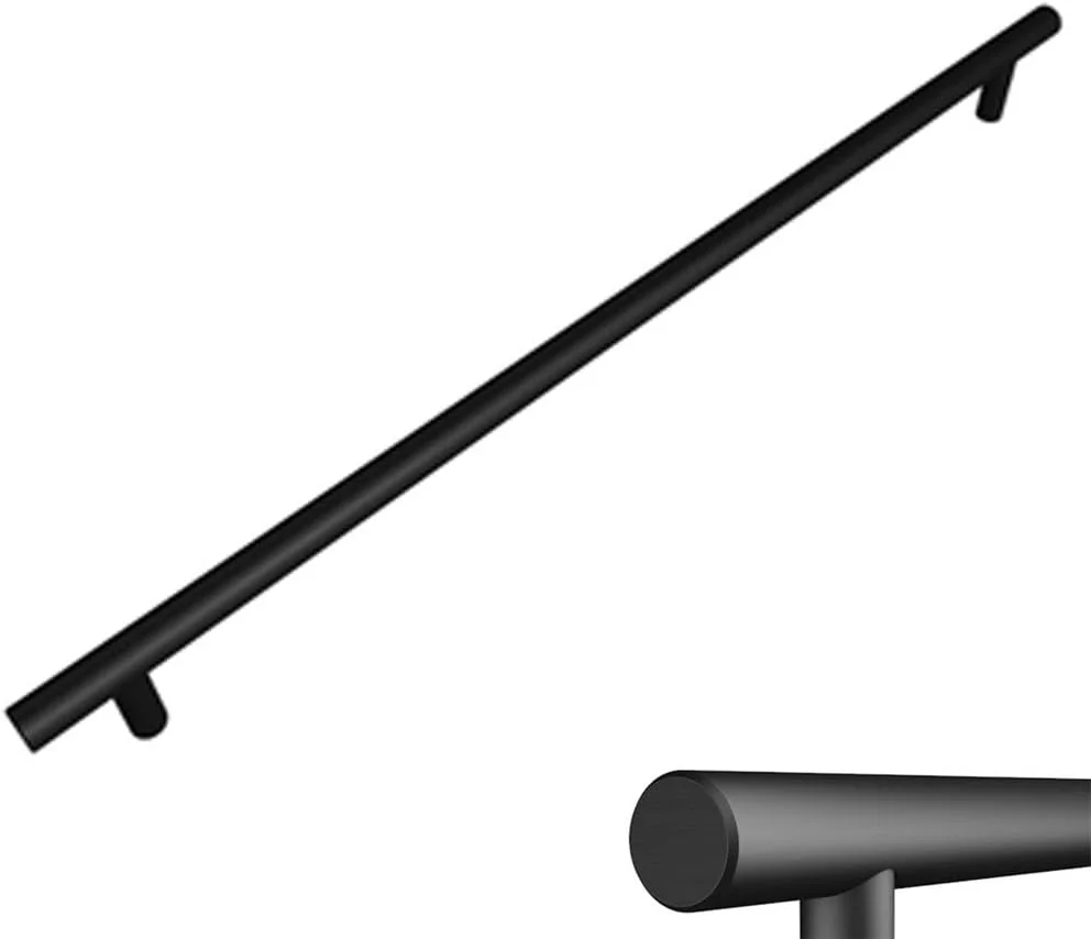 دستگیره های بلند آلیاژ آلومینیوم KDDEON T برای درب کمد، دستگیره های کشو کابینت آشپزخانه مبلمان، برای گنجه، حمام، کمد، مشکی مات، همراه با پیچ (فاصله سوراخ 416 میلی متر)