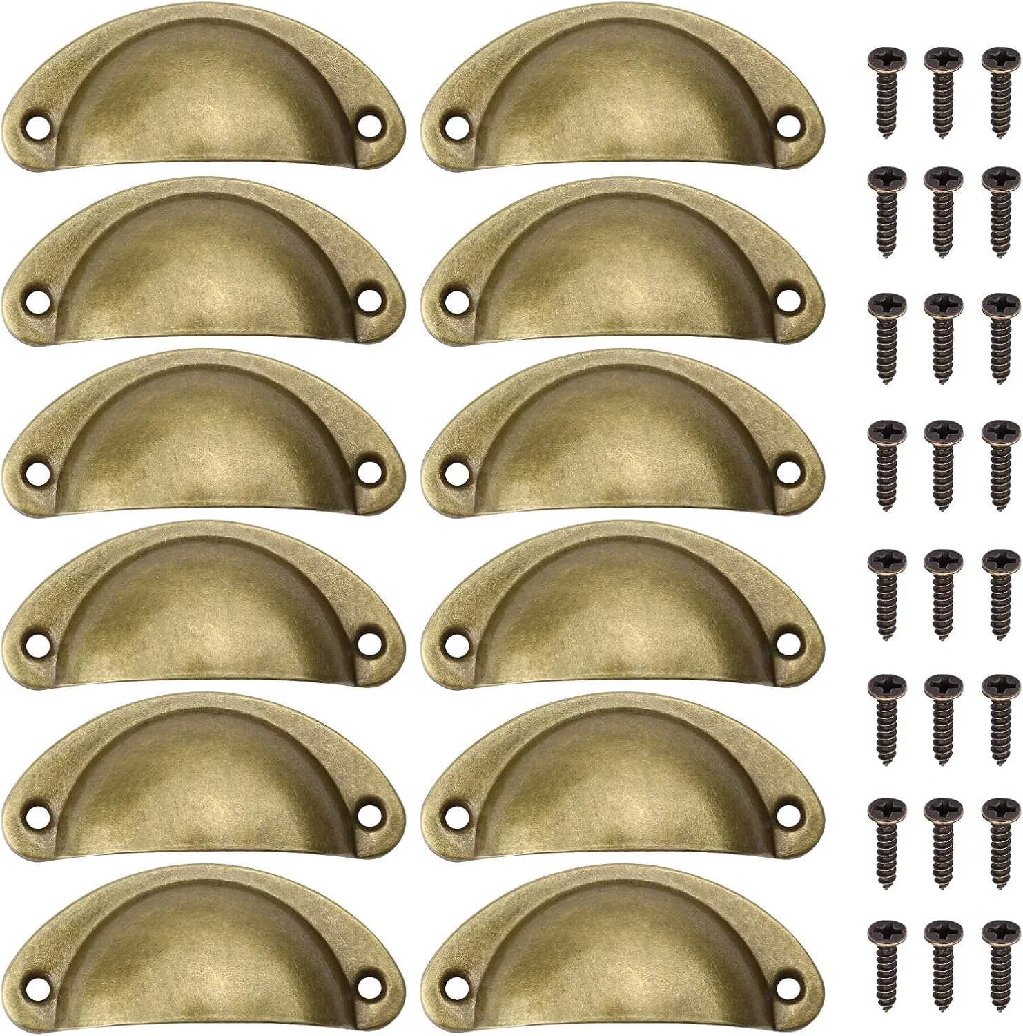 دستگیره های کشویی حلزونی Juibao، بسته 12 عددی، دستگیره فلزی نیمه ماه، مناسب برای کابینت آشپزخانه، کمد، درب مبلمان، طلایی و برنزی