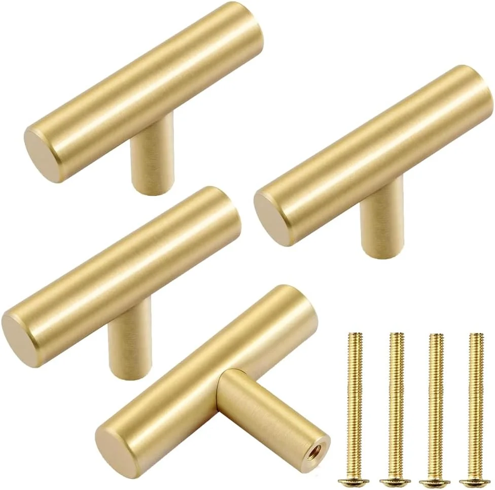 دستگیره کابینت JZS استیل ضد زنگ، دستگیره کشو آشپزخانه، دستگیره کمد، بسته 4 عددی، طلایی