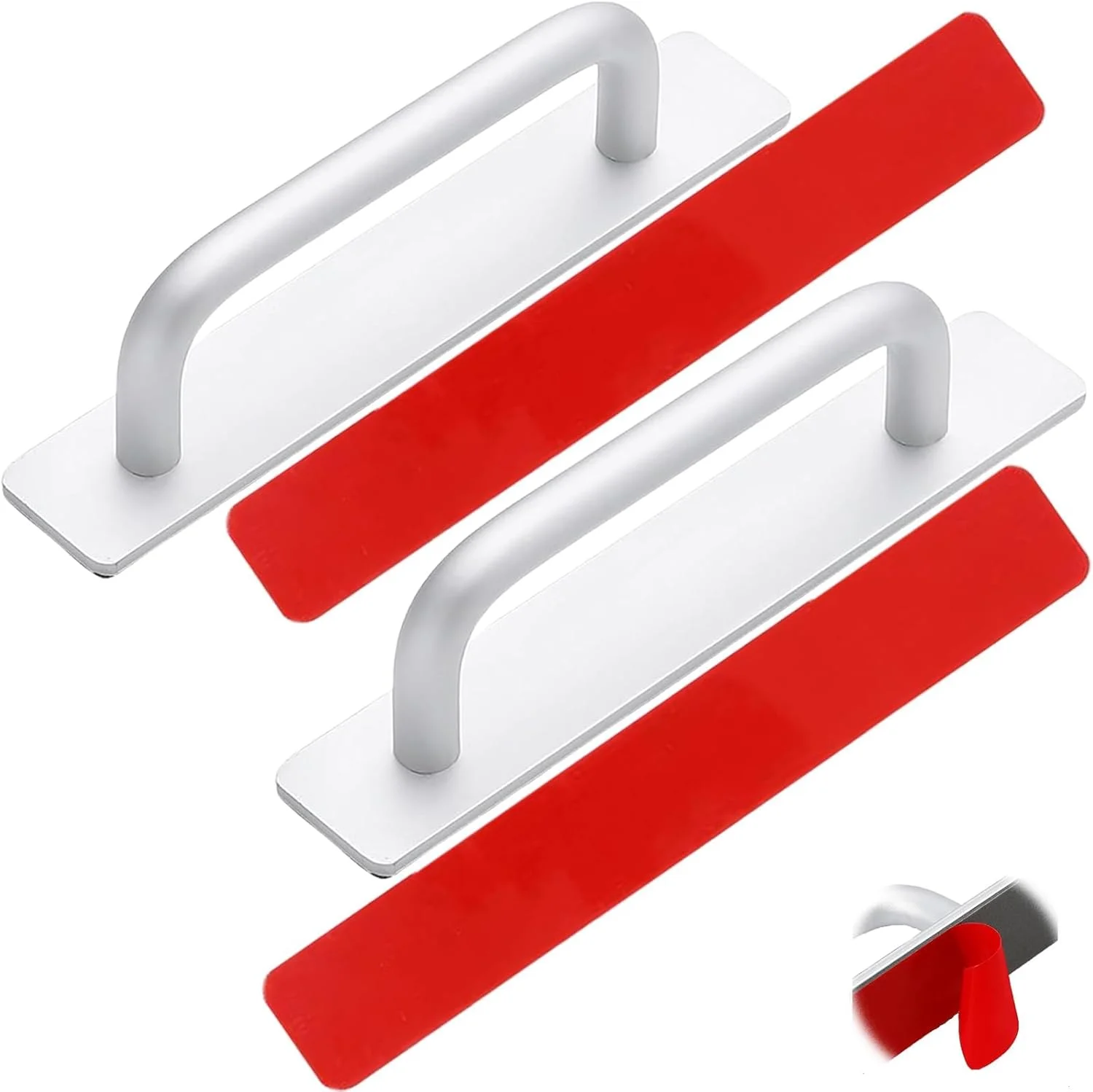 دستگیره کشو خودچسب جومفورمین بسته 2 عددی، دستگیره های کشو آلیاژ آلومینیوم، نصب چسبی، جایگزینی یا ارتقاء دستگیره ها روی درب کابینت، درب کشویی، پنجره های شیشه ای، کشوها، 148 میلی متر، نقره ای