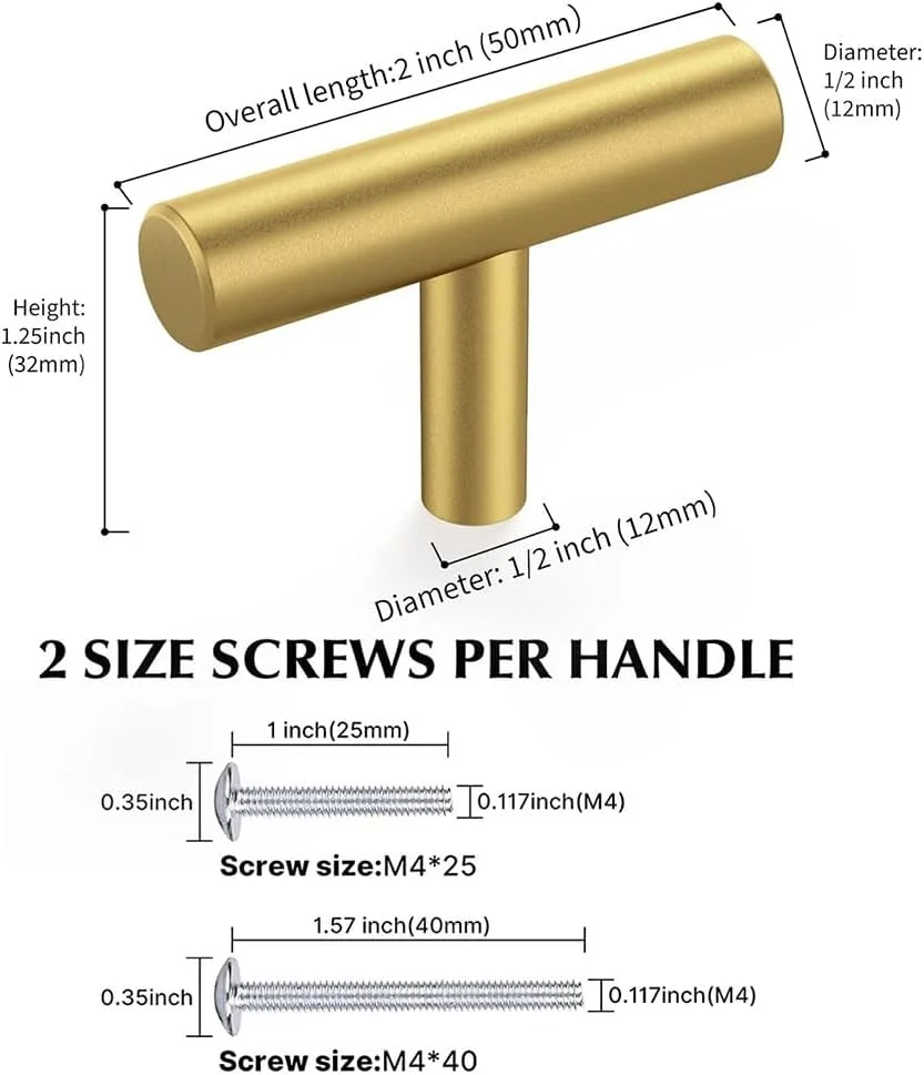 دستگیره کابینت JZS استیل ضد زنگ، دستگیره کشو آشپزخانه، دستگیره کمد، بسته 4 عددی، طلایی