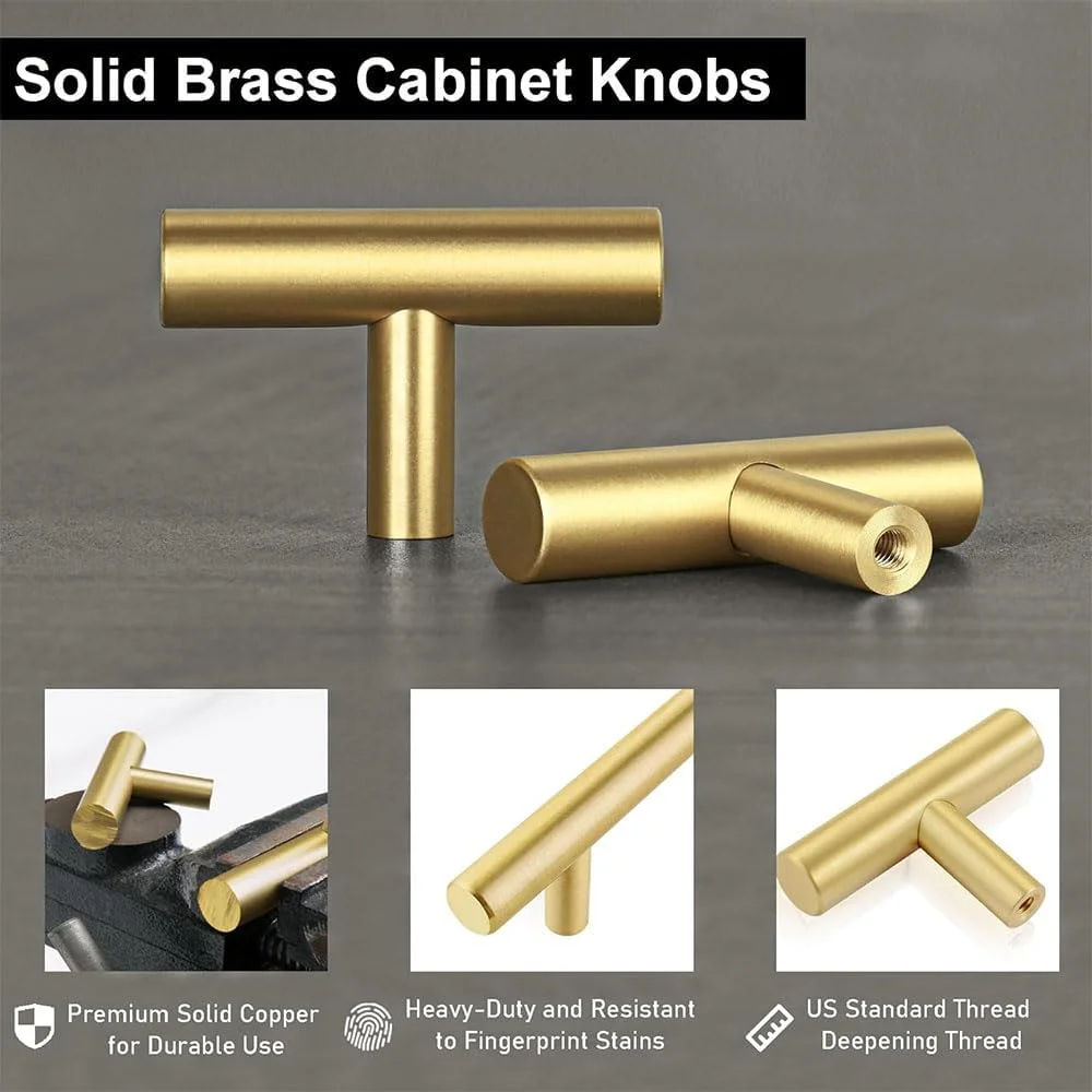 دستگیره کابینت JZS استیل ضد زنگ، دستگیره کشو آشپزخانه، دستگیره کمد، بسته 4 عددی، طلایی