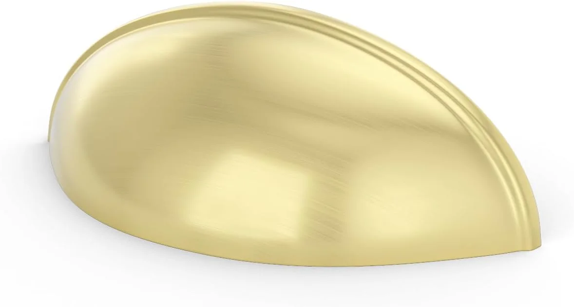 دستگیره کابینت طلایی گرم مدل LS0313BB76 برنجی برس خورده - بسته 10 عددی دستگیره های فنجانی برای کشو و کابینت آشپزخانه و حمام