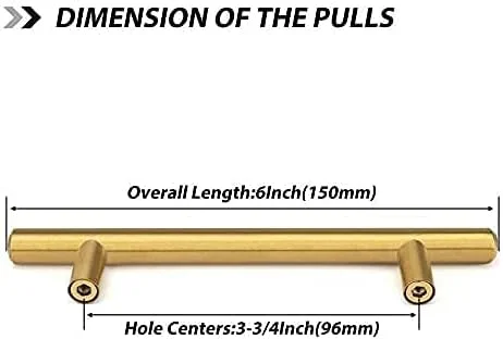 گلدن وارم 5 عدد دستگیره کابینت طلایی - LS201GD96 دستگیره های برنجی برس خورده برای کابینت، دستگیره طلایی آشپزخانه، فاصله مرکز سوراخ 96 میلی متر