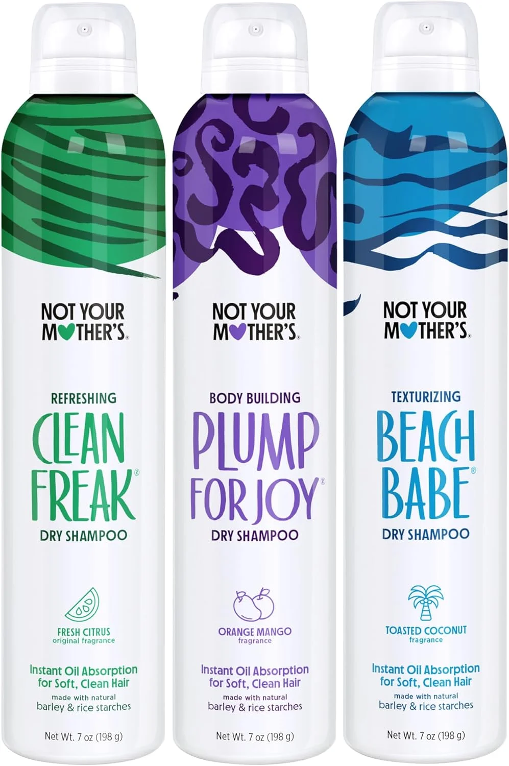 مجموعه متنوع شامپو خشک نات یور مادرز (3 عددی) - 207 میلی لیتر - کلین فریک، پلامپ فور جوی، بیچ بیب - جذب فوری چربی مو