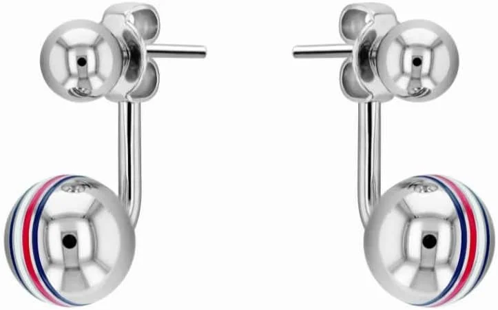 گوشواره میخی زنانه تامی هیلفیگر مدل Flag Double Ball، نقره ای