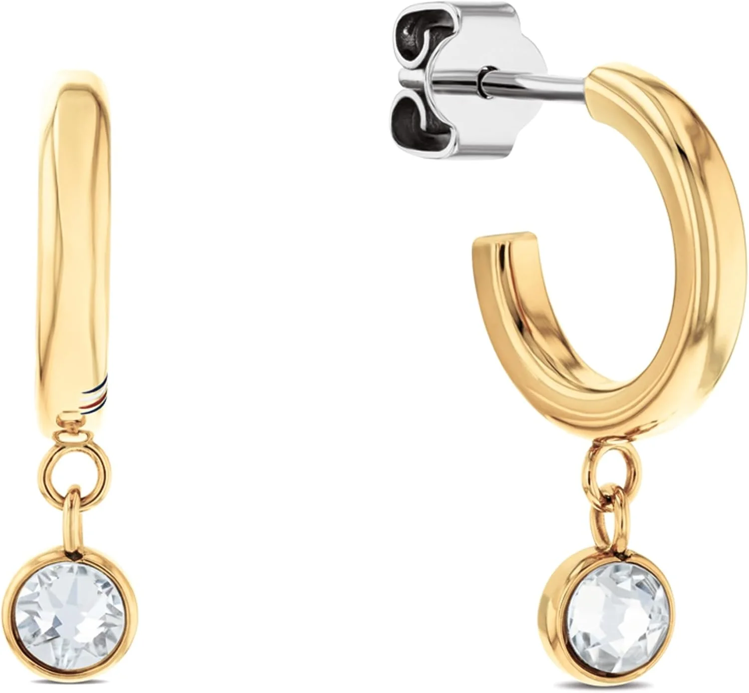 گوشواره زنانه تامی هیلفیگر، ست میخی و حلقه ای با جزئیات کریستالی، نوار میناکاری شده و جزئیات پرچم اسکلتی، جواهرات مد، هدیه برای او