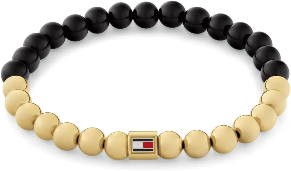 دستبند مهره ای زنانه تامی هیلفیگر با روکش طلای نازک و مهره های لاجورد آبی