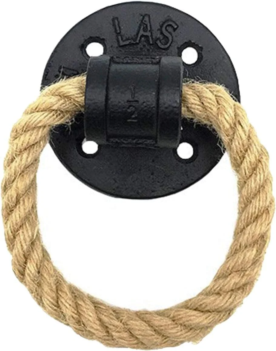 دستگیره درب Excefore، دستگیره های طنابی روستایی، سخت افزار کشویی کابینت، حلقه بزرگ، دستگیره کنفی، دستگیره های مشکی عتیقه، سخت افزار