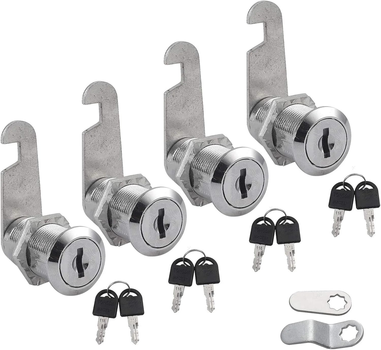 قفل کم تانیچه، بسته 4 عددی، 30 میلی‌متری، قفل‌های کابینت برای ایمن‌سازی فایل‌ها و کشوهای مهم، همگی با کلیدهای یکسان و 8 کلید برای صندوق پستی، کمدهای رختکن، گنجه‌ها، کابینت و جعبه ابزار