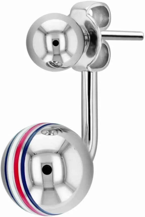 گوشواره میخی زنانه تامی هیلفیگر مدل Flag Double Ball، نقره ای