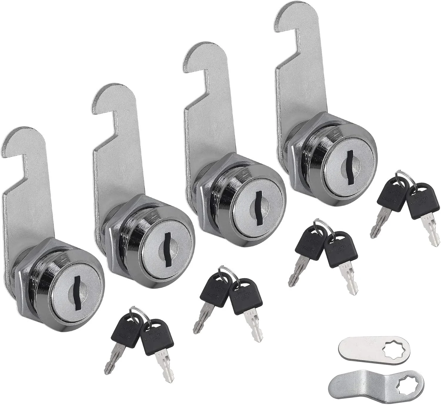 قفل کمدی تانیس بسته 4 عددی 16 میلی متری، قفل های ایمن برای فایل ها و کشوهای مهم، کلیدهای یکسان با 8 کلید برای صندوق پستی، کمدهای شخصی، کابینت، جعبه ابزار