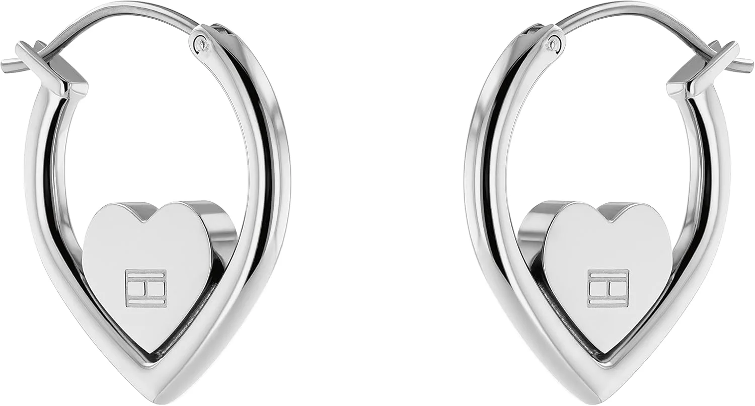 گوشواره حلقه ای قلبی زنانه تامی هیلفیگر، رنگ: نقره ای (مدل: 2780556)، استاندارد، فولاد ضد زنگ، بدون سنگ قیمتی