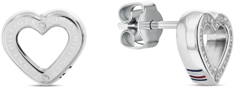 جواهرات زنانه تامی هیلفیگر - گوشواره های میخی قلبی استیل ضد زنگ - ظرافت مدرن - اکسسوری مد، هدیه برای او