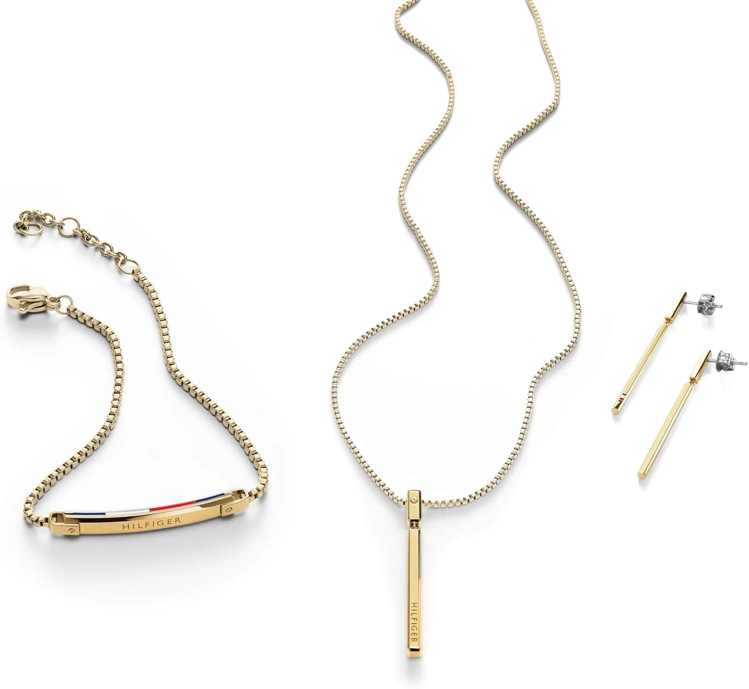 جواهرات زنانه تامی هیلفیگر - گوشواره های آویز استیل ضد زنگ - ظرافت مدرن - اکسسوری مد، هدیه برای او