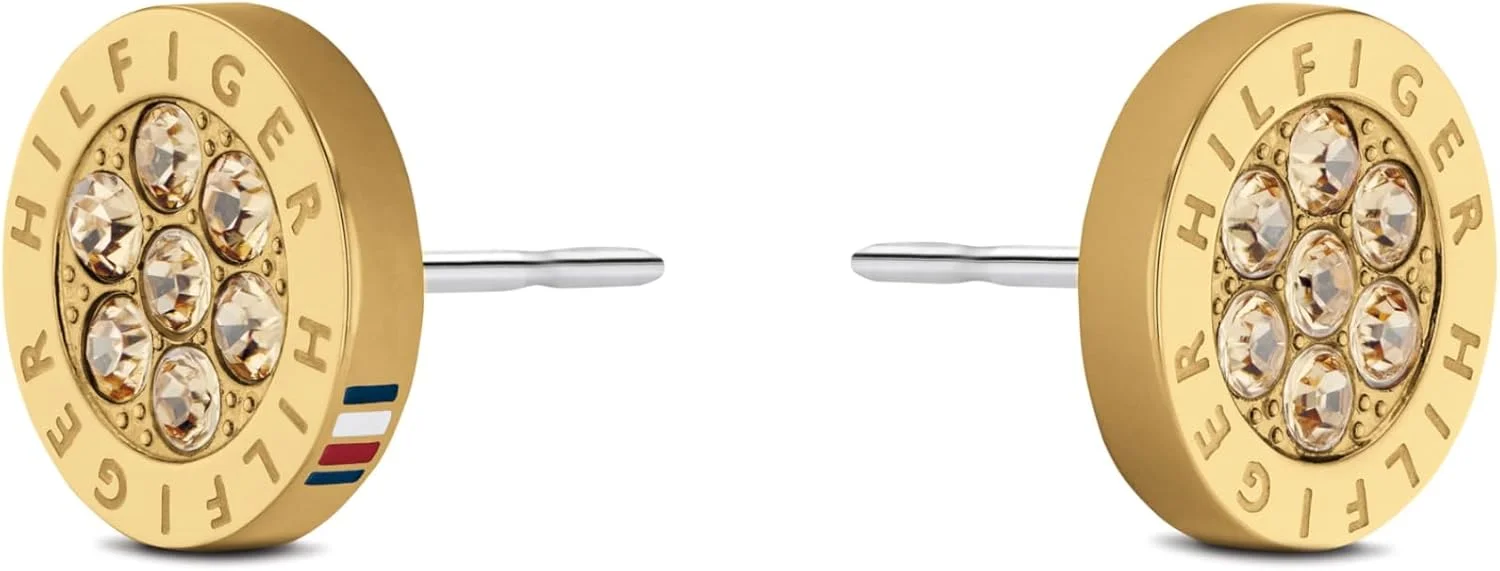 گوشواره های میخی زنانه تامی هیلفیگر از جنس استیل ضد زنگ تزئین شده با کریستال