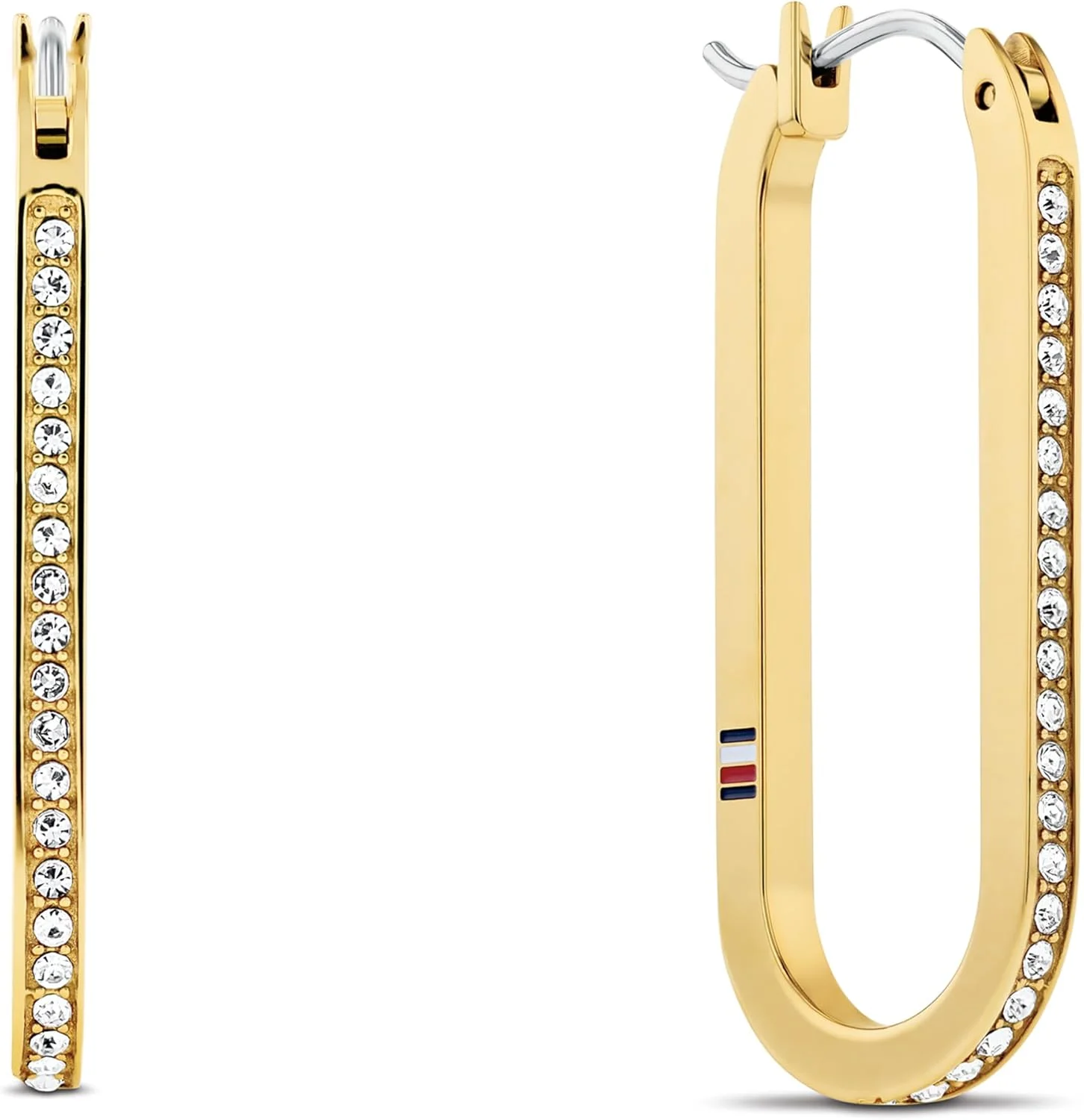 جواهرات زنانه تامی هیلفیگر - گوشواره های استیل ضد زنگ با کریستال، بست قفلی - مناسب برای استفاده روزمره یا مجلسی - هدیه برای خانم ها