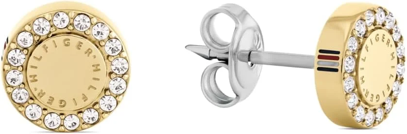 گوشواره های میخی زنانه تامی هیلفیگر با روکش طلای زرد تزئین شده با کریستال - 2780908