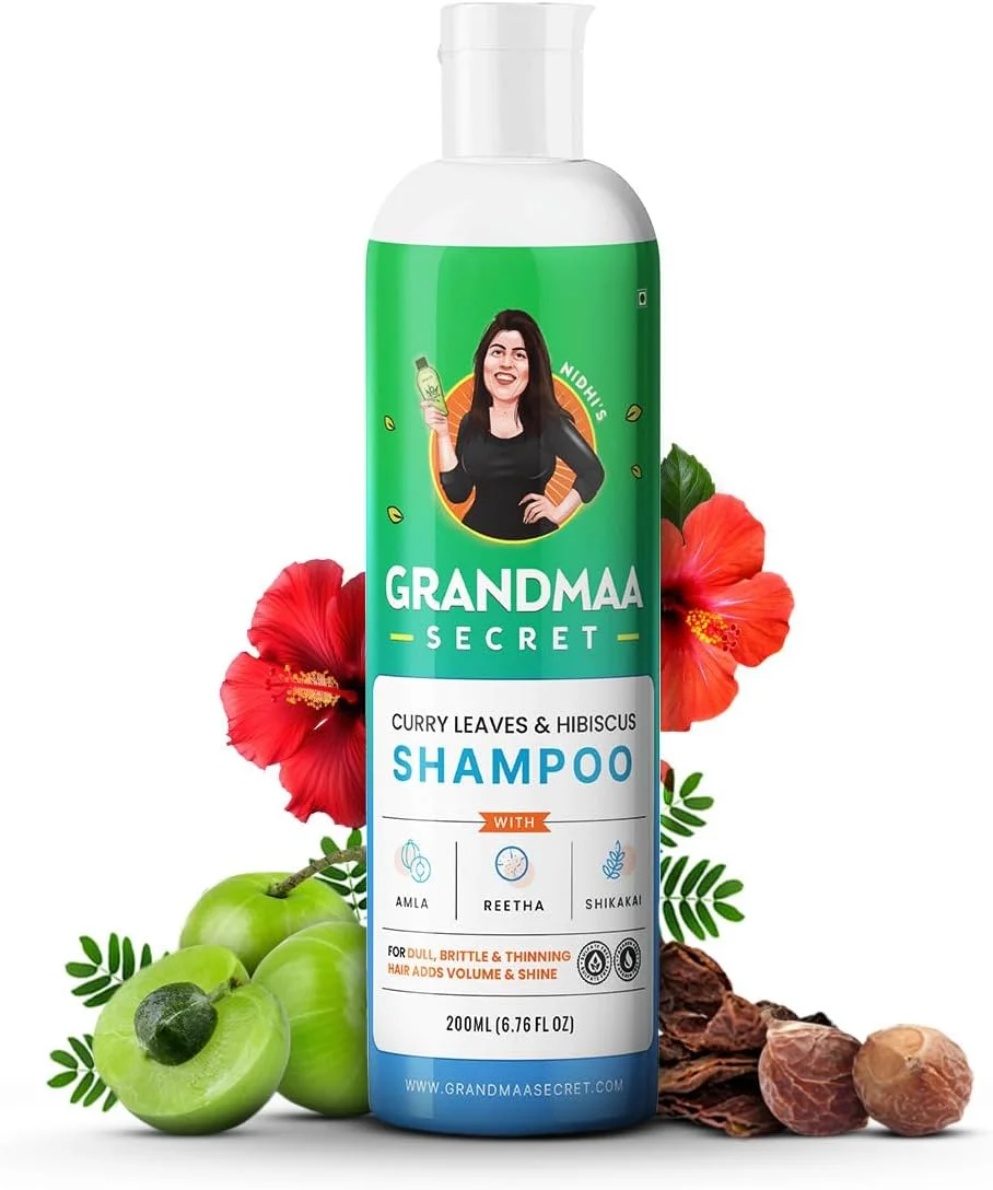 شامپو برگ کاری و هیبیسکوس NIDHI’S GRANDMAA SECRET برای کنترل ریزش مو - 200 میلی لیتر