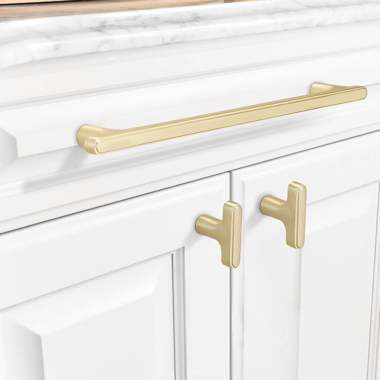 دستگیره کابینت برنجی مات COTYKILEY بسته 6 عددی، 128 میلی‌متری، دستگیره طلایی کابینت آشپزخانه، یراق کابینت آشپزخانه، دستگیره کشو کمد، دستگیره کمد لباس - تصویر 3