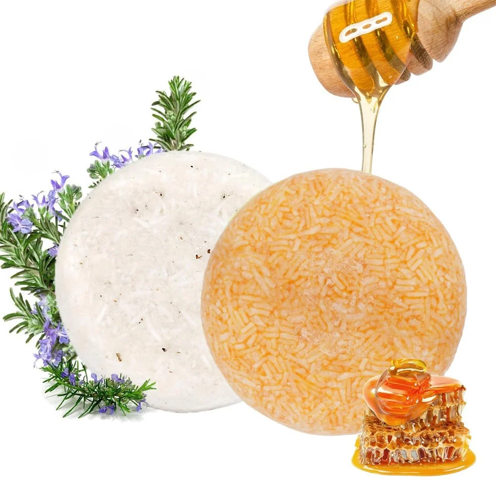 ورت شامپو بار 100% طبیعی برای مو، 2 عدد صابون شامپو جامد برای موهای خشک و آسیب دیده، اسانس گیاهی گیاهی به توقف ریزش مو کمک می کند و باعث رشد سالم مو می شود 120 گرم (عسل و رزماری)