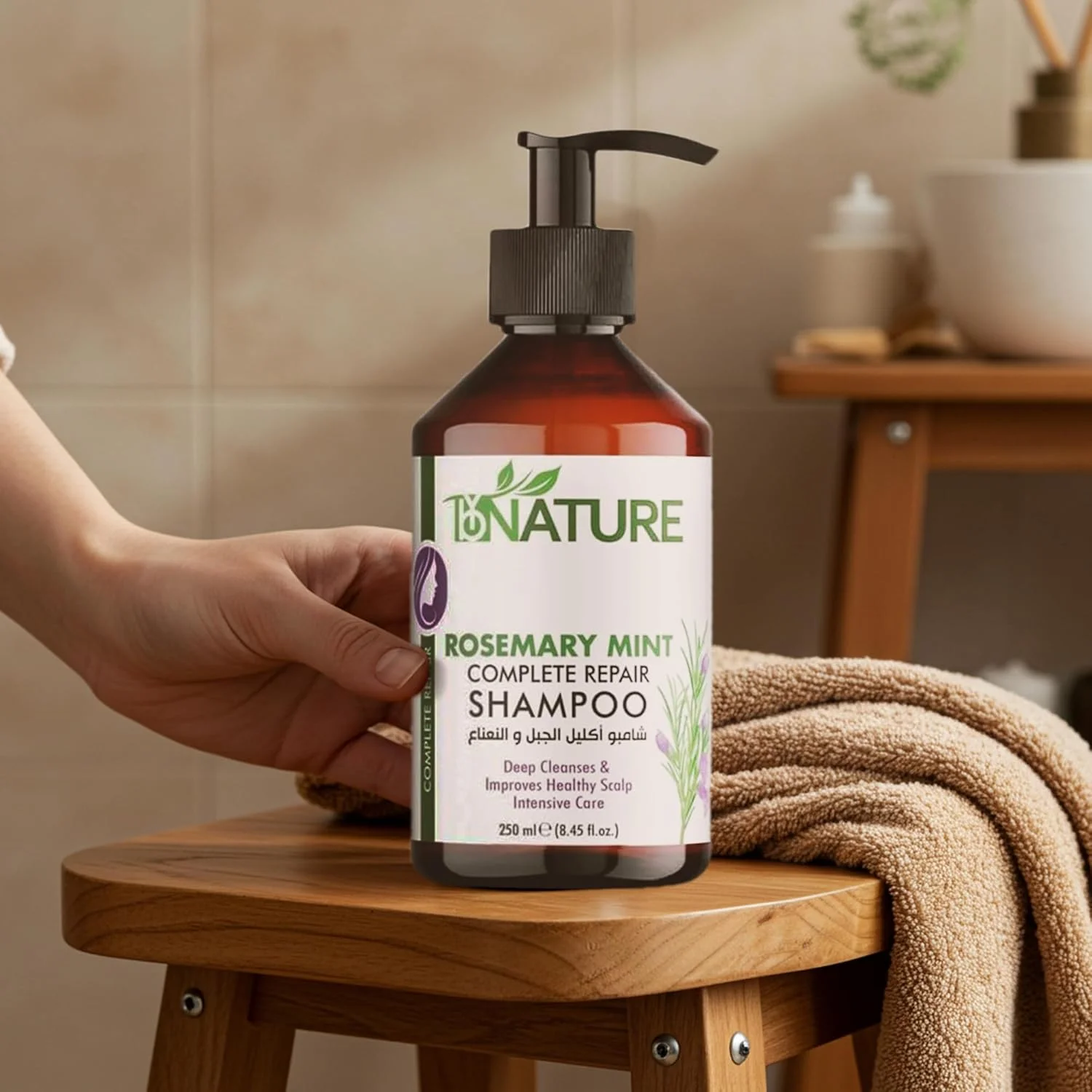 شامپو ترمیم کننده کامل رزماری نعناع بای نیچر - 250 میلی لیتر | شامپو رزماری نعناع برای ترمیم و آبرسانی | شامپو رزماری برای رشد مو | فاقد پارابن و سیلیکون برای رشد سالم مو