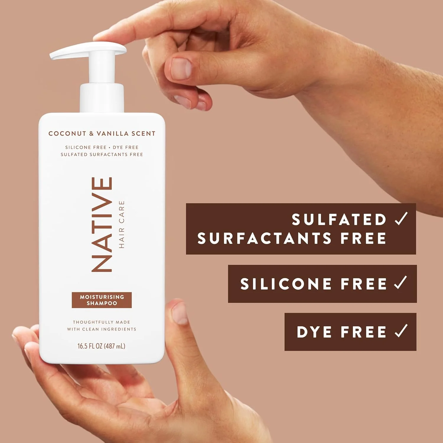 شامپو نیتیو برای زنان و مردان - بدون رایحه های مصنوعی یا روغن های معدنی - رایحه نارگیل و وانیل - شامپو مرطوب کننده - به موها درخشندگی ملایم و سالم می بخشد - 3 عدد 487 میلی لیتری