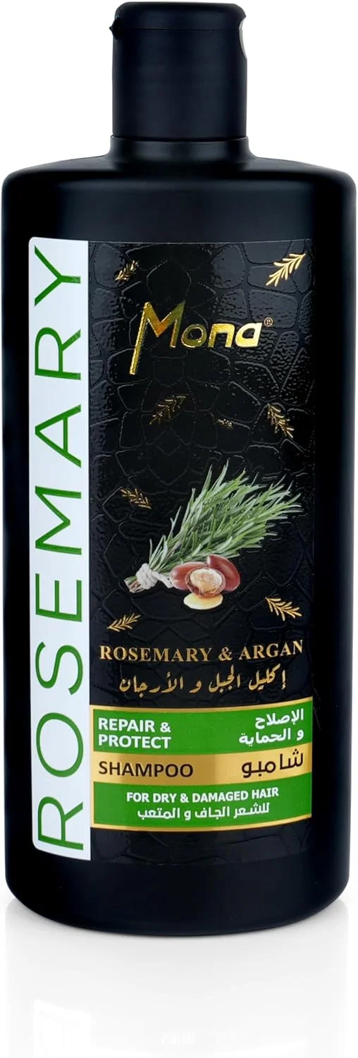 شامپو تقویت کننده رزماری و آرگان مونا برای موهای ضخیم تر و سالم تر، تسکین دهنده پوست سر حساس - عملکرد آرام بخش - برای آقایان و بانوان 440 میلی لیتر