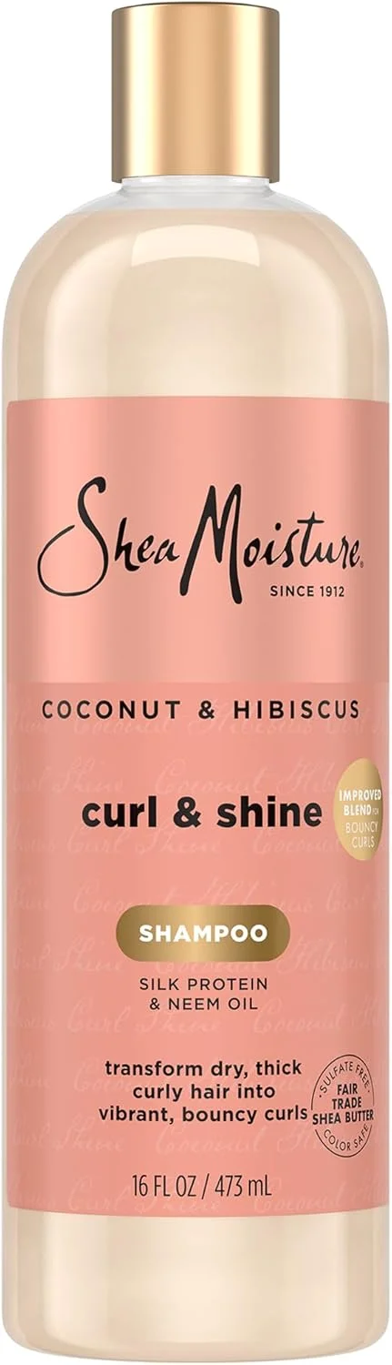 شامپو نارگیل و گل بامیه Shea Moisture برای فر و درخشش مو، ۴۳۷ میلی لیتر