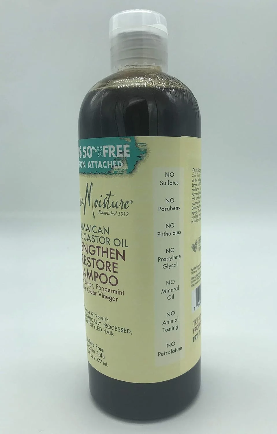 شامپو تقویت کننده و ترمیم کننده روغن کرچک سیاه جامائیکایی شی مویسچر، 580 میلی لیتر