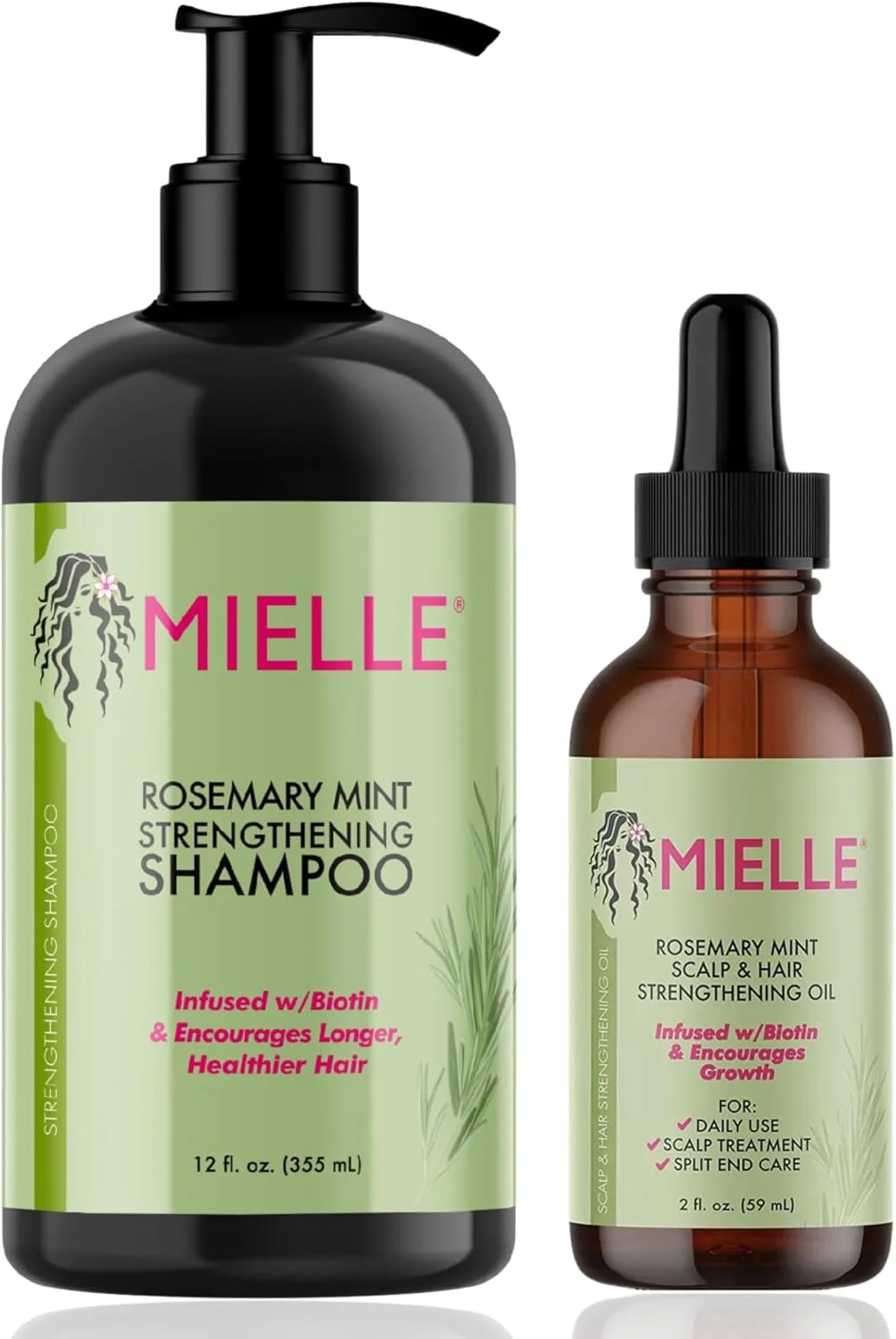 شامپو تقویت کننده رزماری و نعناع Mielle Organics / روغن تقویت کننده پوست سر و مو / پیشنهاد ویژه / ست هدیه