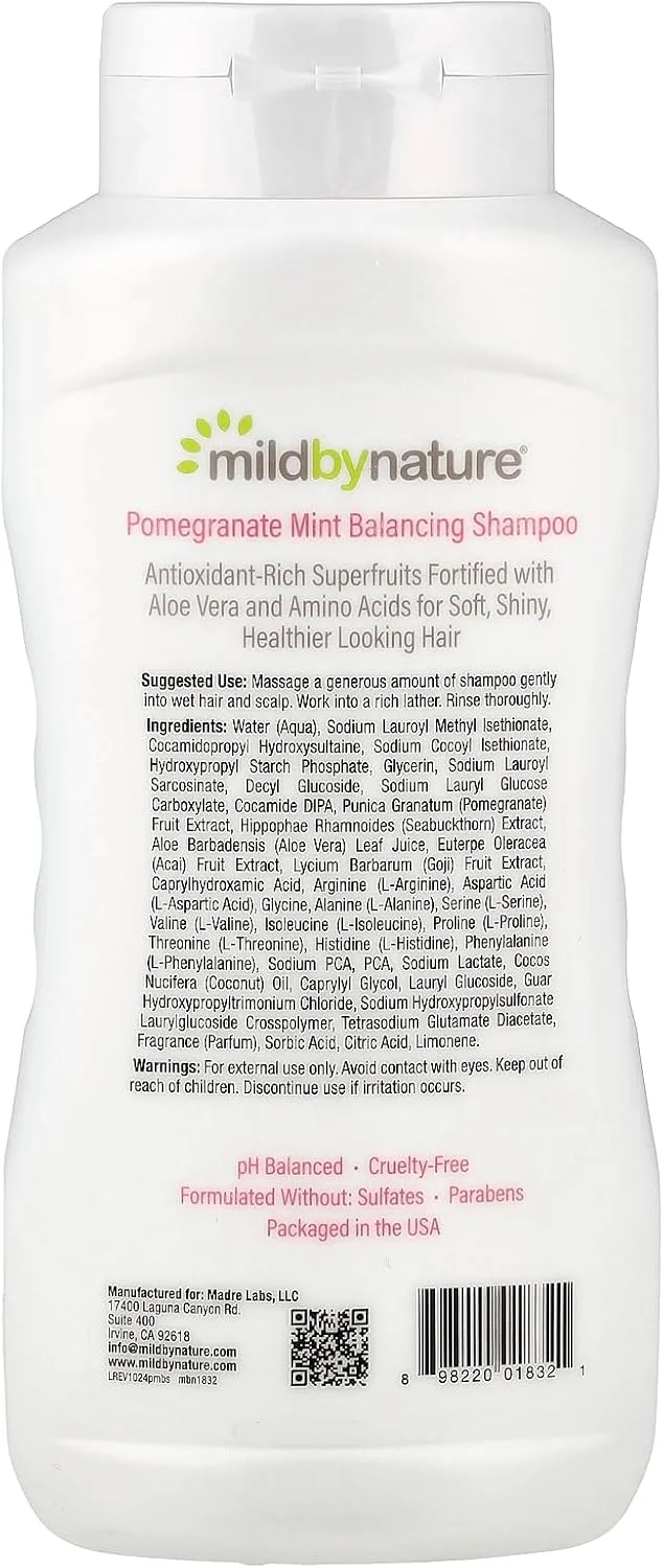 شامپو متعادل کننده انار و نعناع ملایم بای نیچر، 473 میلی لیتر