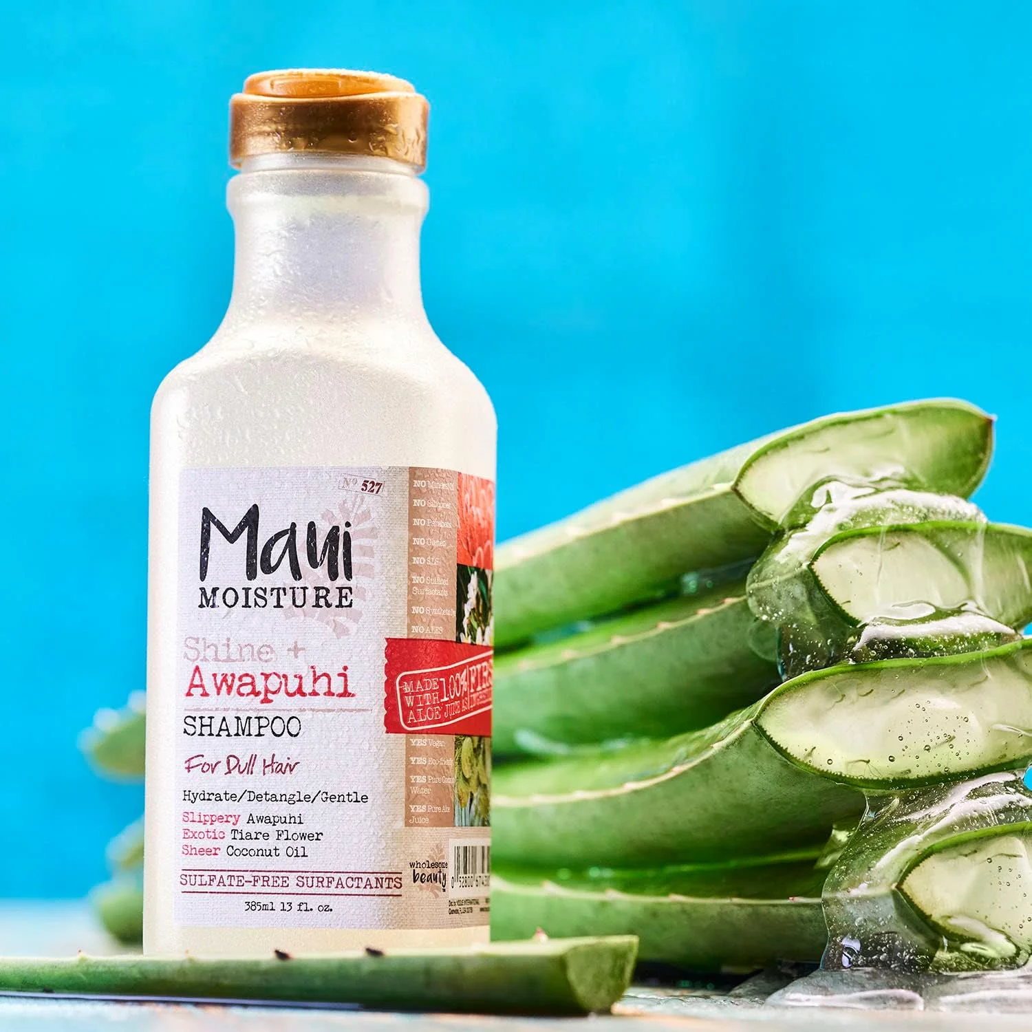 شامپو درخشان کننده و مرطوب کننده موهای کدر مائویی مویسچر حاوی روغن نارگیل و آواپوهی، فاقد سیلیکون و سولفات، حاوی آلوئه ورا، حجم 385 میلی لیتر