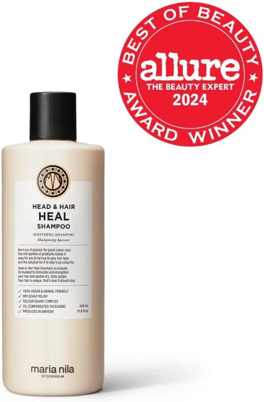 شامپو التیام بخش مو و پوست سر ماریا نیلا، 350 میلی لیتر، حاوی آلوئه ورا تسکین دهنده برای پوست سر خشک و خارش دار، 100% وگان و فاقد سولفات/پارابن