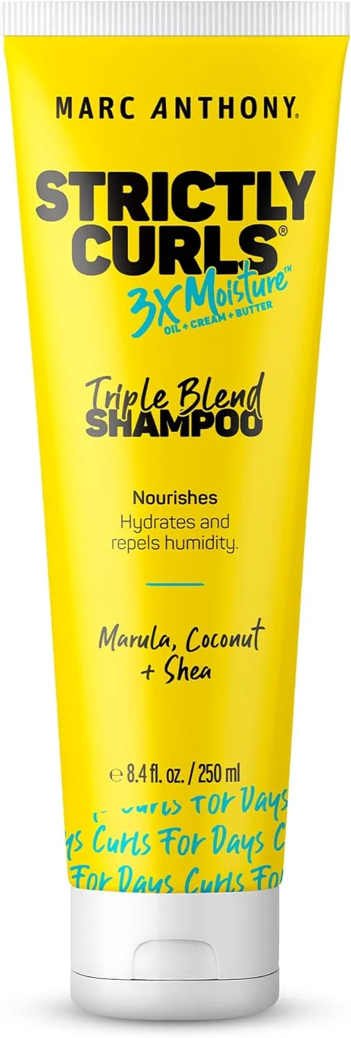 شامپو مارک آنتونی Strictly Curls 3x Moisture برای مشخص کردن و تقویت فر مو - حاوی شی باتر، روغن مارولا، آلوئه ورا و کرم نارگیل - شامپو بدون سولفات و محافظ رنگ مو برای موهای فر خشک و آسیب دیده
